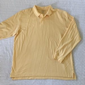 L.L. Bean Mens Long Sleeve Yellow Polo Sz XXL Tall